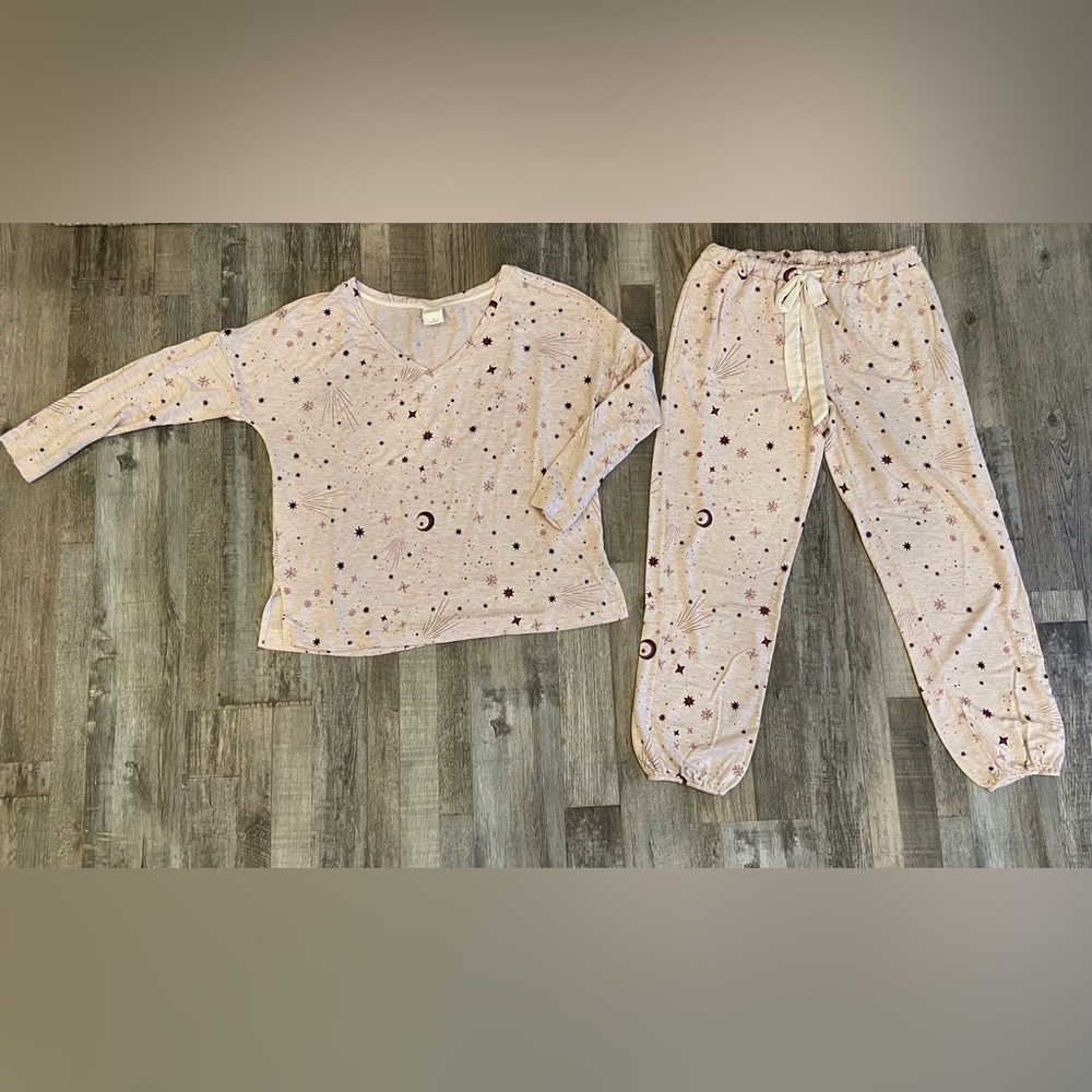 SOMA Women's Sunday Shooting Star Small LS Pajama Set Loungewear Celestial PJ - Picture 2 of 13